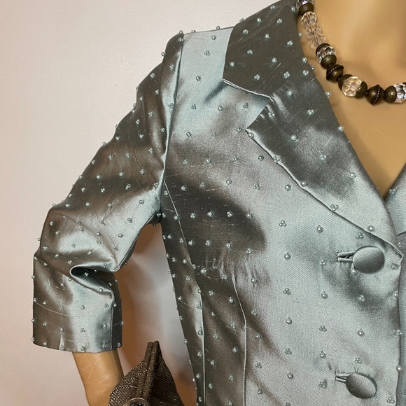 Baby blue 100% silk beaded sixties vintage jacket! - Picture 3 of 11